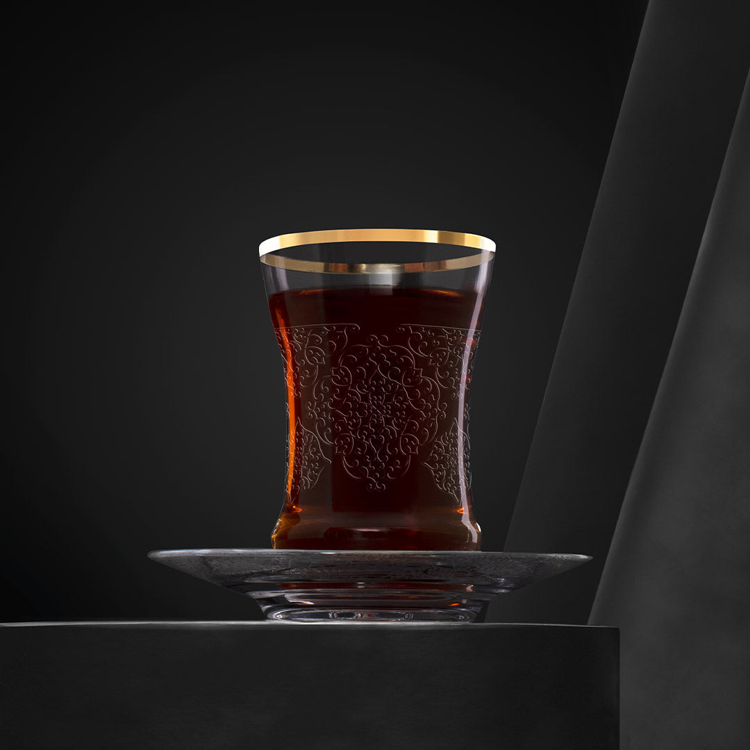 Dimlaj Perla Set of 6 Pcs Tea Cups and Saucers (Gold)