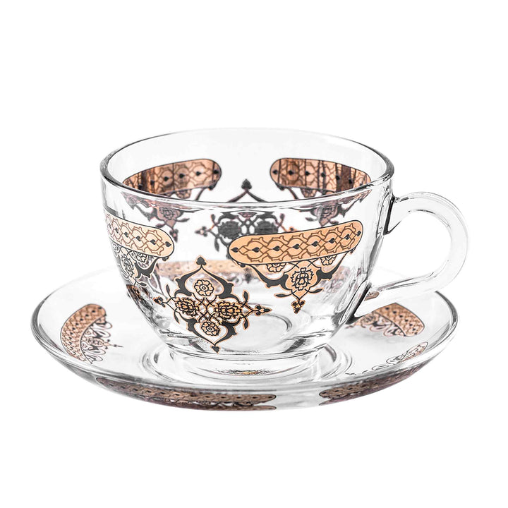 Dimlaj Rayhan Set of 6 Pcs Tea Cups and Saucers (Gold & Black)