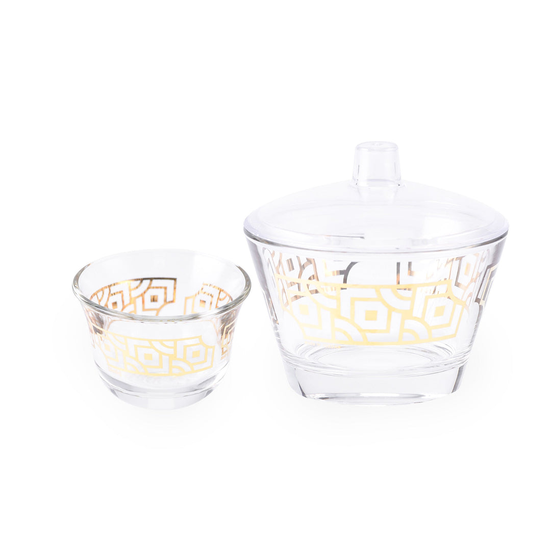 Dimlaj Set of 14 Pcs Cawa Cups and Sugar Bowl (Gold)