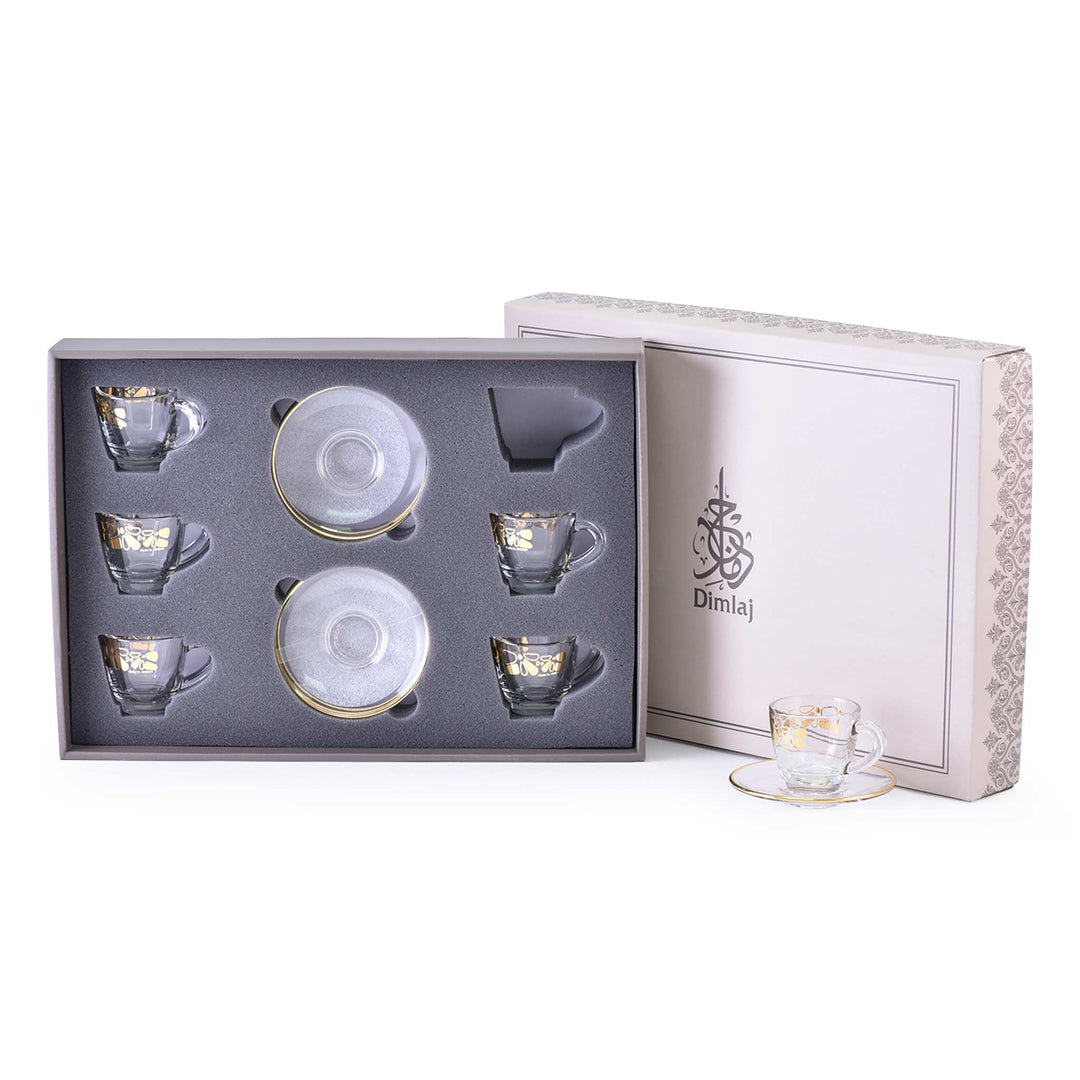 Dimlaj Set of 6 Pcs Coffee Cups and Saucers (Gold)