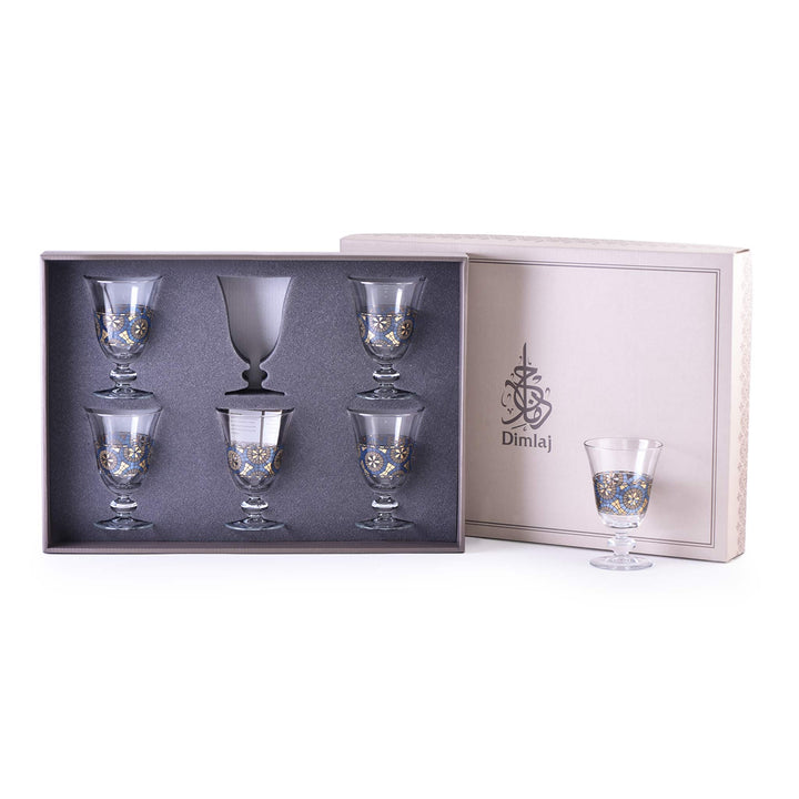 Dimlaj Montage Set of 6 Pcs Goblet Stems (Gold & Blue)