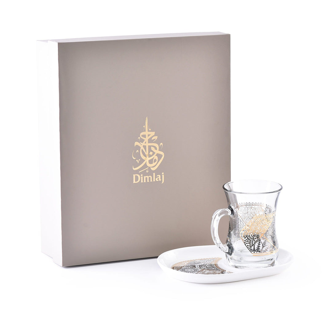 Dimlaj Sana Set of 2 Pcs Mug and Saucer (Gold & Platinum)