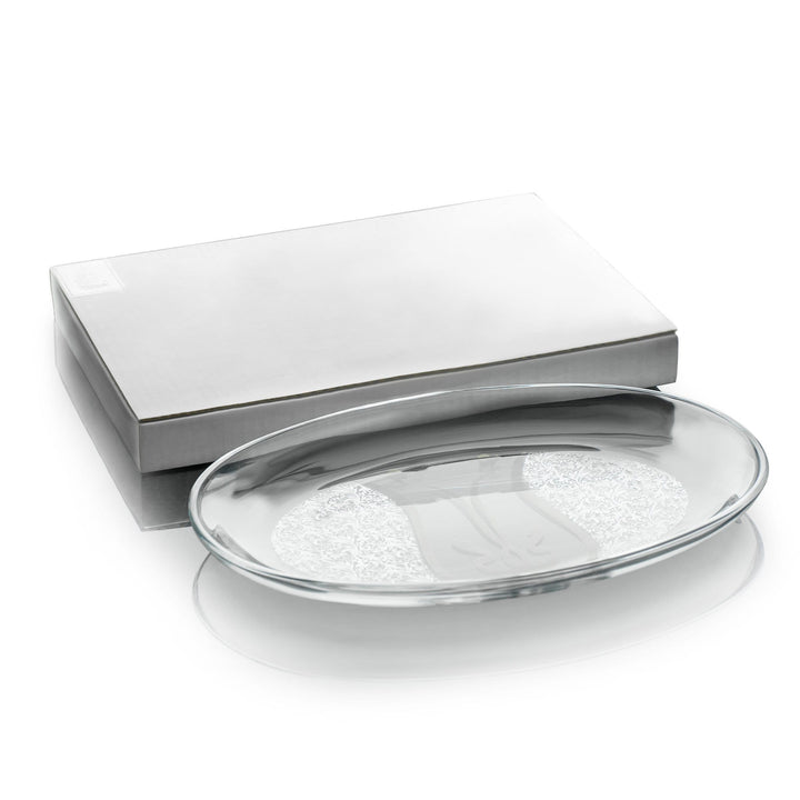 Dimlaj Mother Large Oval Serving Plate (Platinum & White)