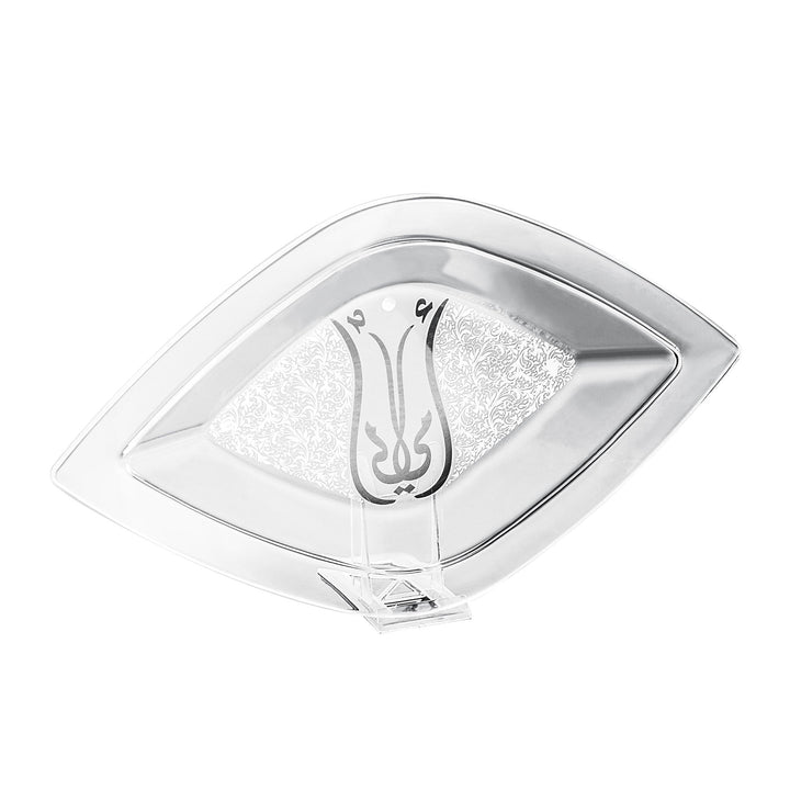 Dimlaj Mother Large Rhombus Serving Plate (Platinum & White)