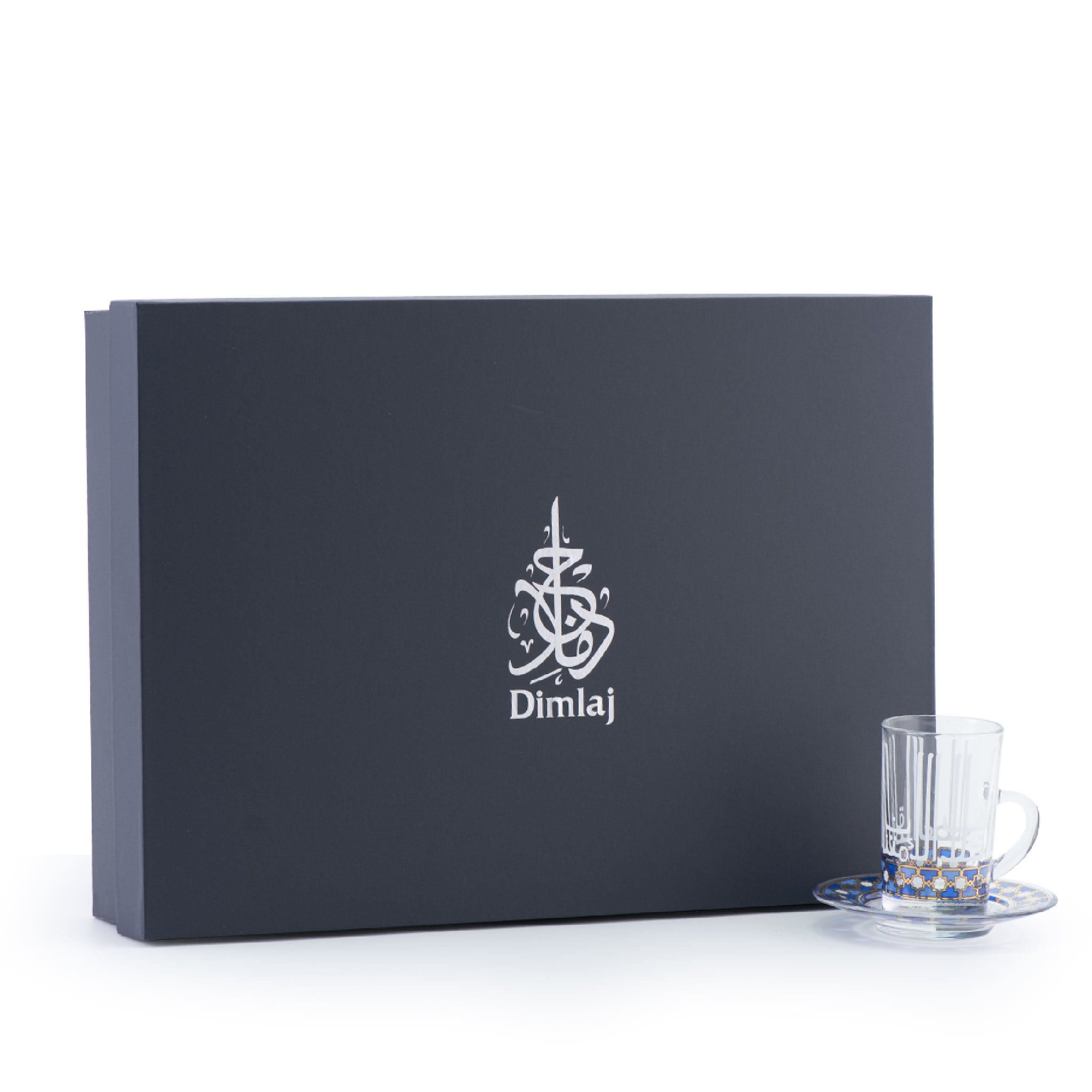 Dimlaj Asala Set of 6 Pcs Tea Cups and Saucers (Gold & Blue) - Premium Tea Istikans With Handle from Asala By Dimlaj - Just $300! 