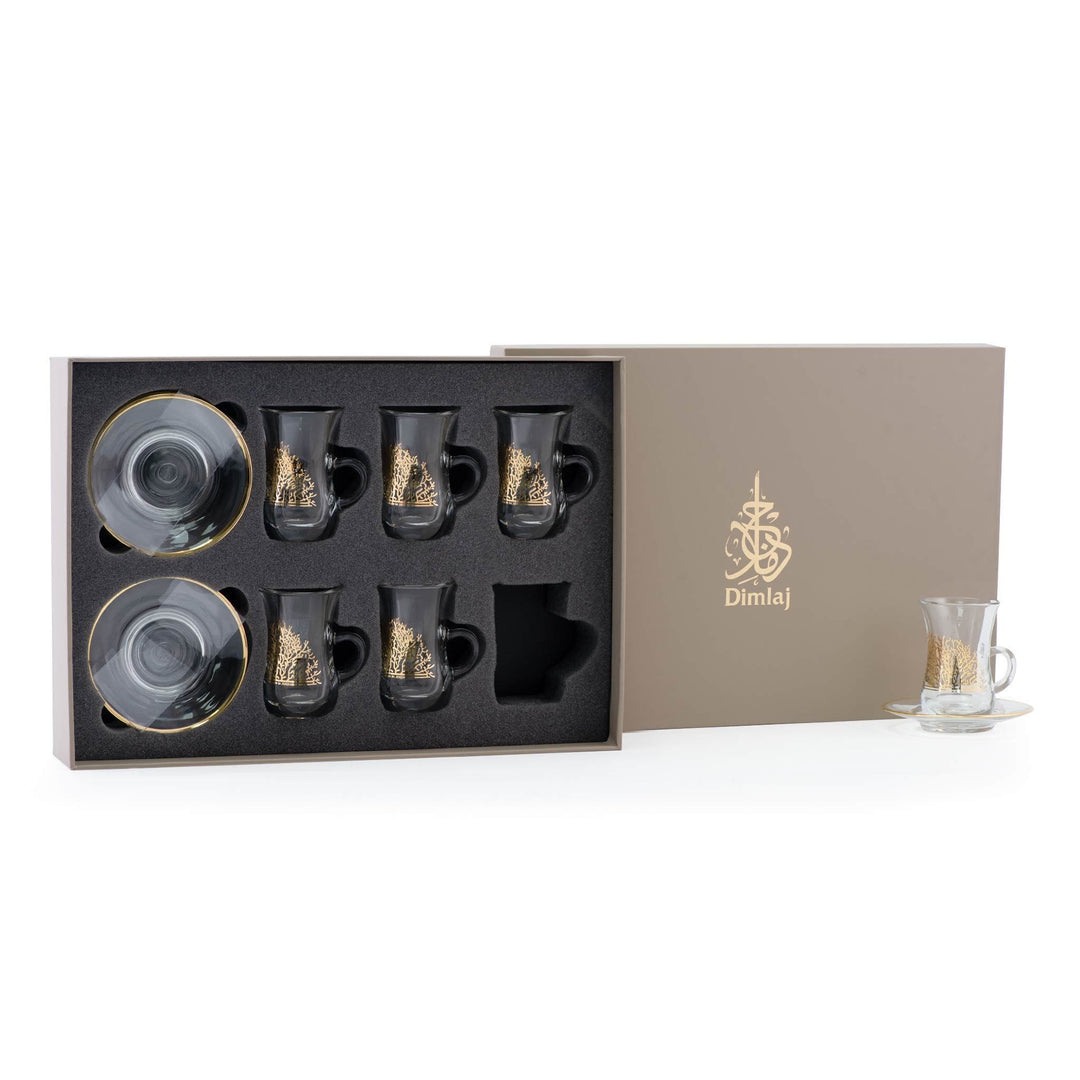 Dimlaj Murjan Set of 6 Pcs Tea Cups and Saucers (Gold) - Premium Tea Istikans With Handle from Dimlaj - Just $80! 