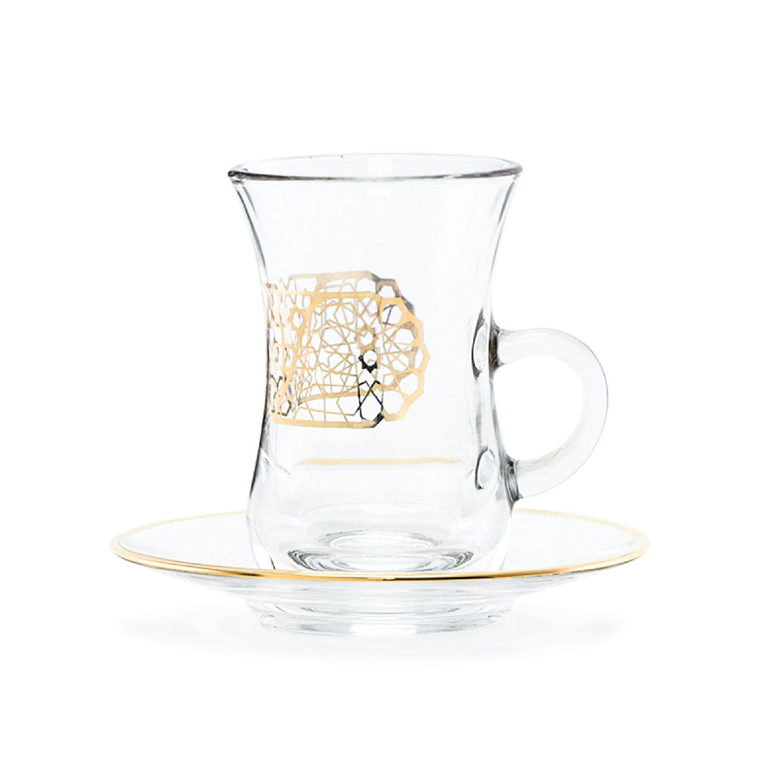 Dimlaj Furat Set of 6 Pcs Tea Cups and Saucers (Gold)