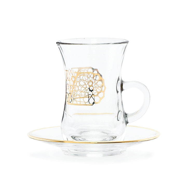 Dimlaj Furat Set of 6 Pcs Tea Cups and Saucers (Gold)