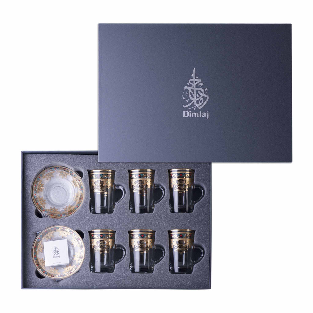 Dimlaj Suroor Set of 6 Pcs Tea Cups and Saucers (Gold) - Premium Tea Istikans With Handle from Suroor By Dimlaj - Just $265! 