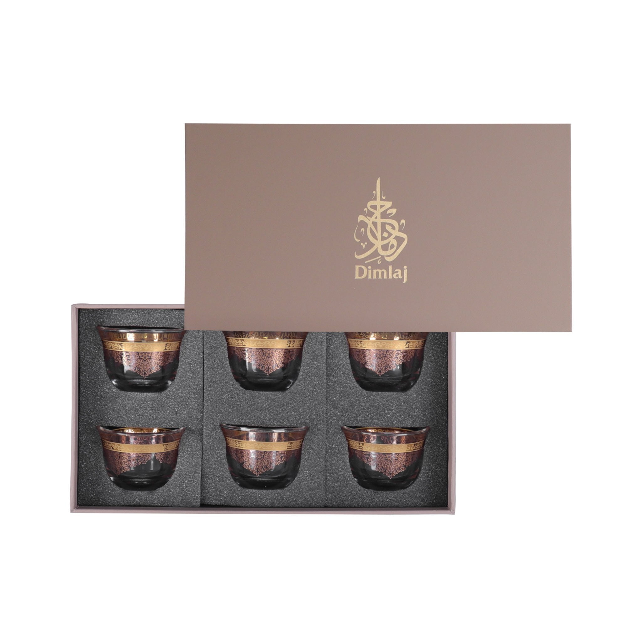 Dimlaj Selena Set of 6 Pcs Cawa Cups (Gold & Pink) - Premium Cawa Cups from Selena By Dimlaj - Just $104! 