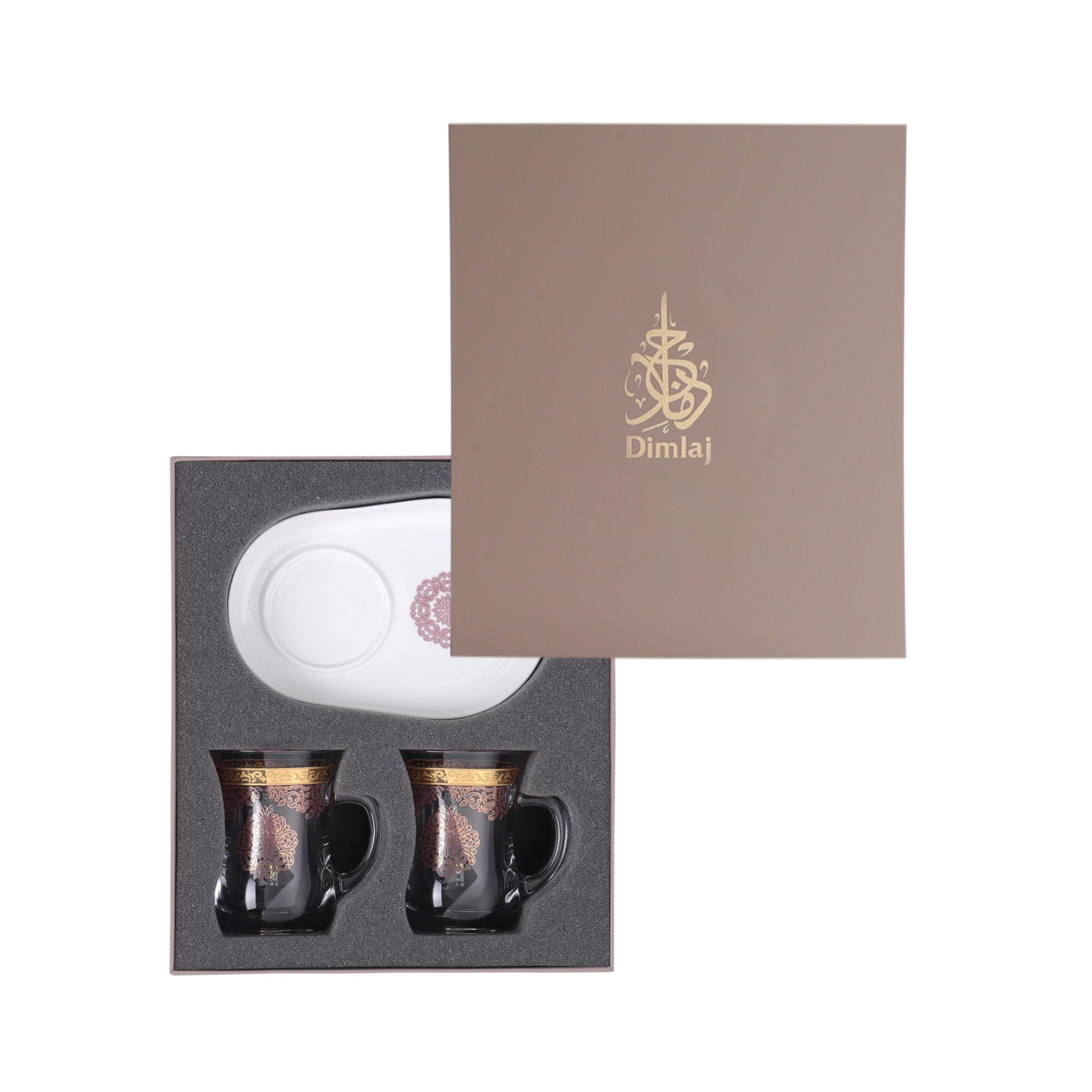 Dimlaj Selena Set of 2 Pcs Mugs and Saucers (Gold & Pink) - Premium Mugs from Selena By Dimlaj - Just $128! 