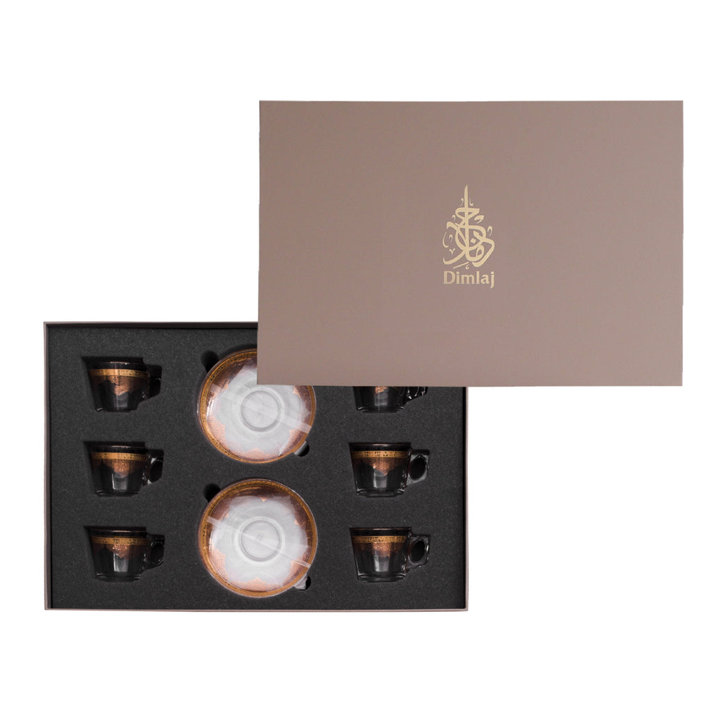 Dimlaj Selena Set of 6 Pcs Espresso Cups and Saucers (Gold & Pink) - Premium Coffee Cups from Selena By Dimlaj - Just $192! 