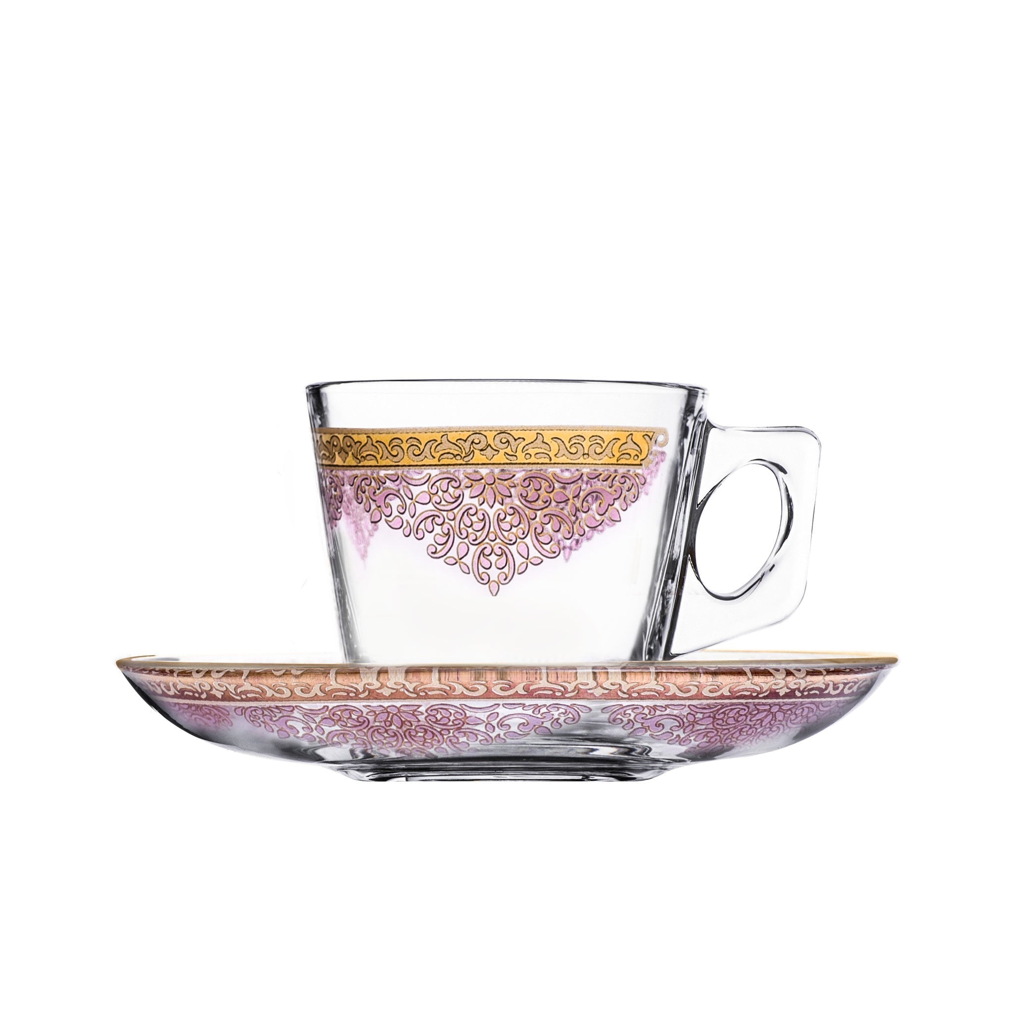 Dimlaj Selena Set of 6 Pcs Espresso Cups and Saucers (Gold & Pink) - Premium Coffee Cups from Selena By Dimlaj - Just $192! 