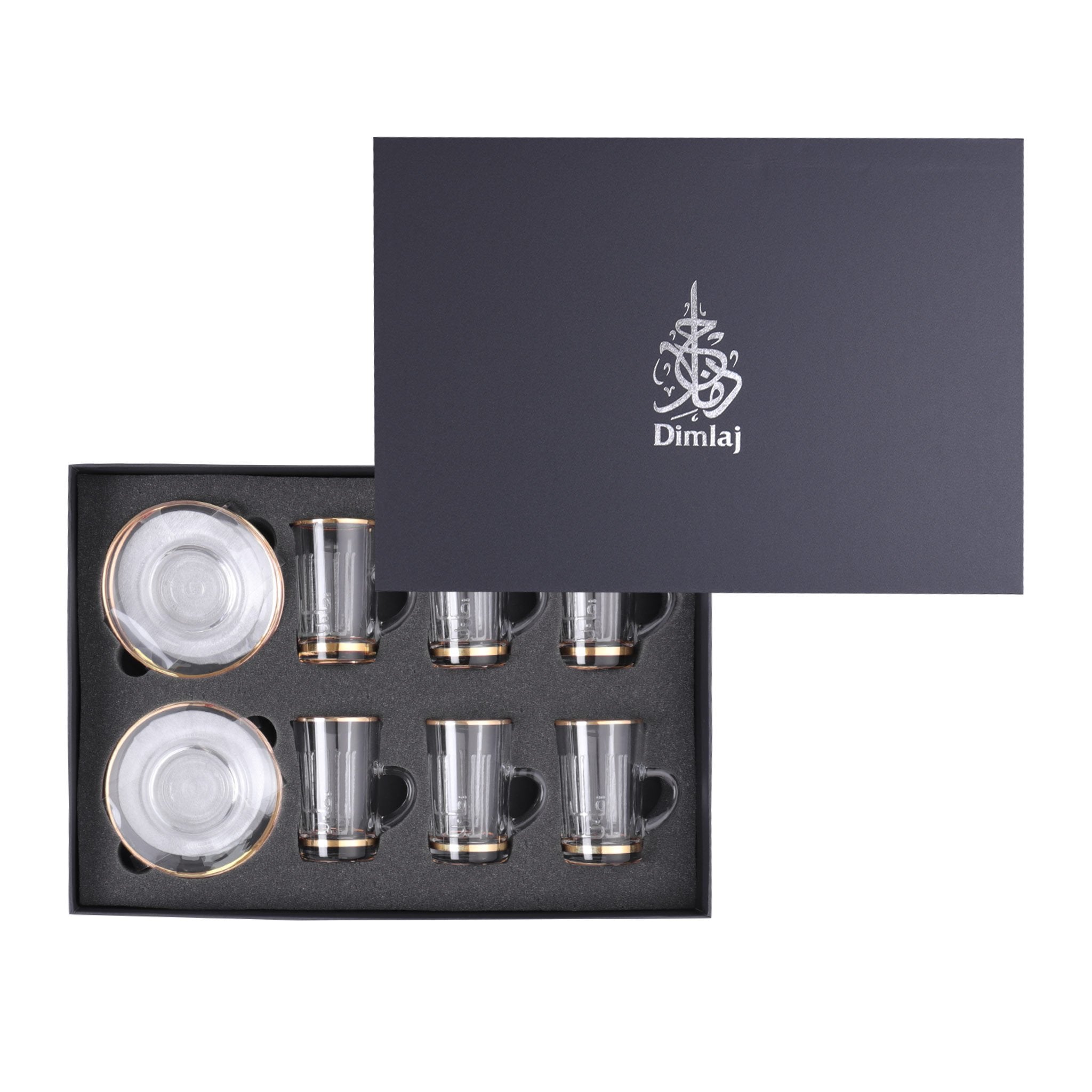 Dimlaj Asala Set of 6 Pcs Tea Cups and Saucers (Gold) - Premium Tea Istikans With Handle from Asala By Dimlaj - Just $290! 
