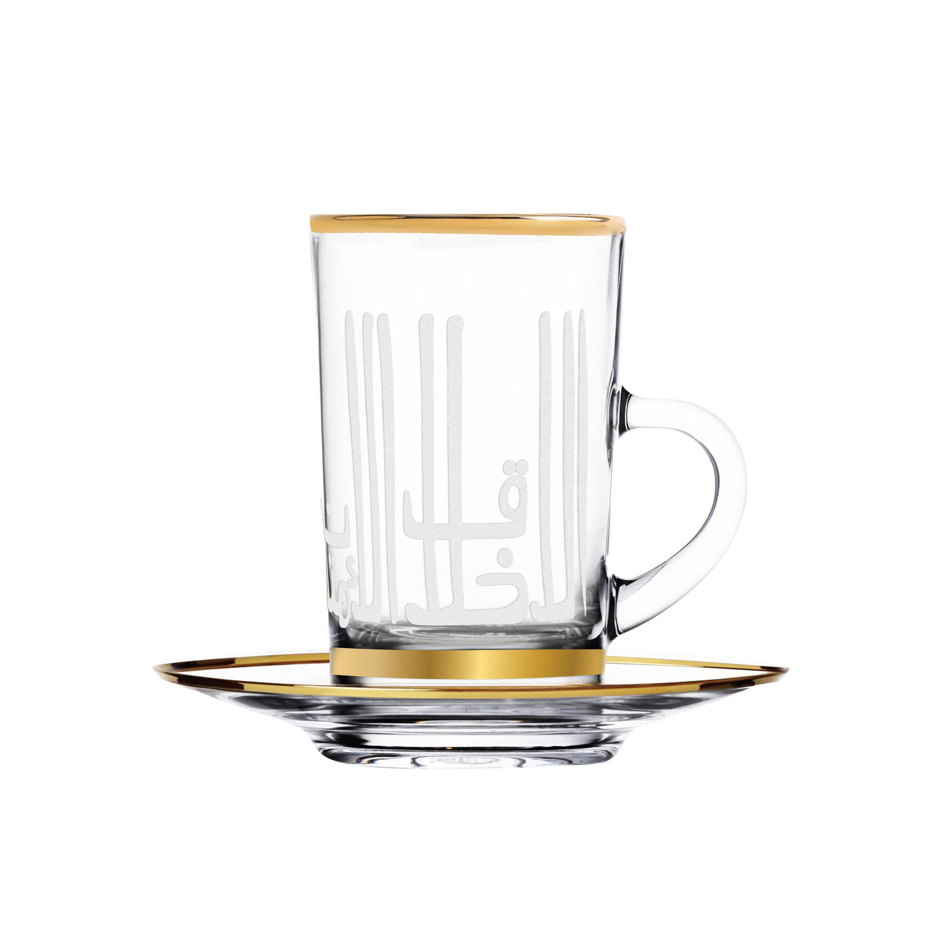 Dimlaj Asala Set of 6 Pcs Tea Cups and Saucers (Gold) - Premium Tea Istikans With Handle from Asala By Dimlaj - Just $290! 