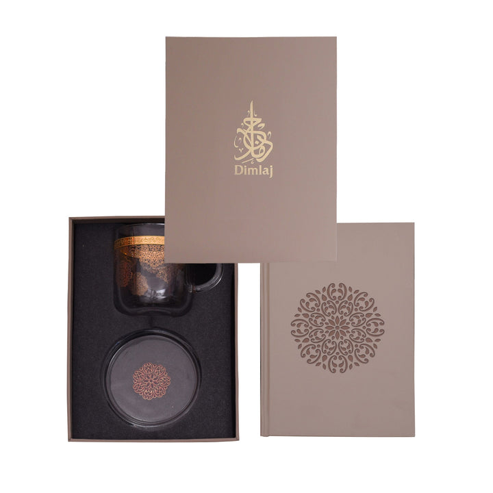 Special Mug, Coaster and Notebook Set (Gold & Pink)