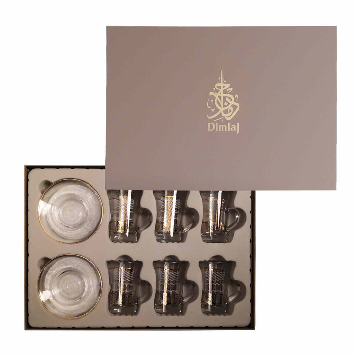 Dimlaj Legacy Set of 6 Pcs Tea Cups and Saucers (Gold)