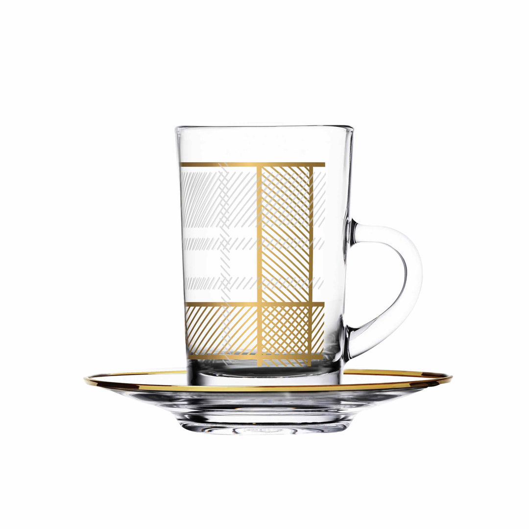 Dimlaj Legacy Set of 6 Pcs Tea Cups and Saucers (Gold)