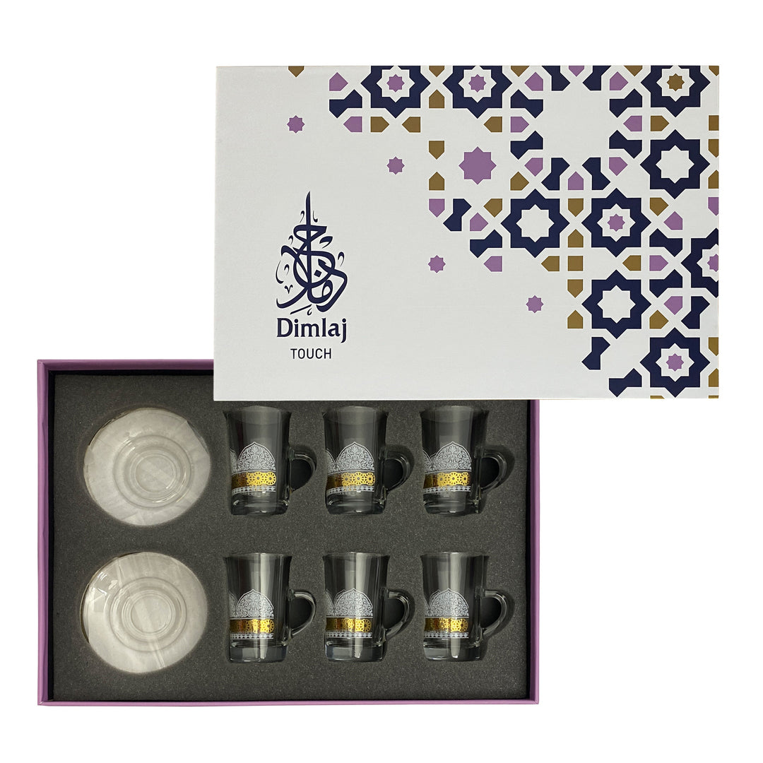 Touch Qasr Set Of 6 Pcs Tea Cups and Saucers