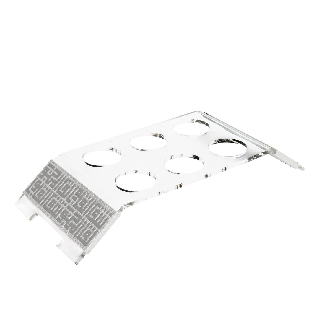 Dimlaj Shafa Acrylic Coffee Stand & Cawa Cups (Silver)