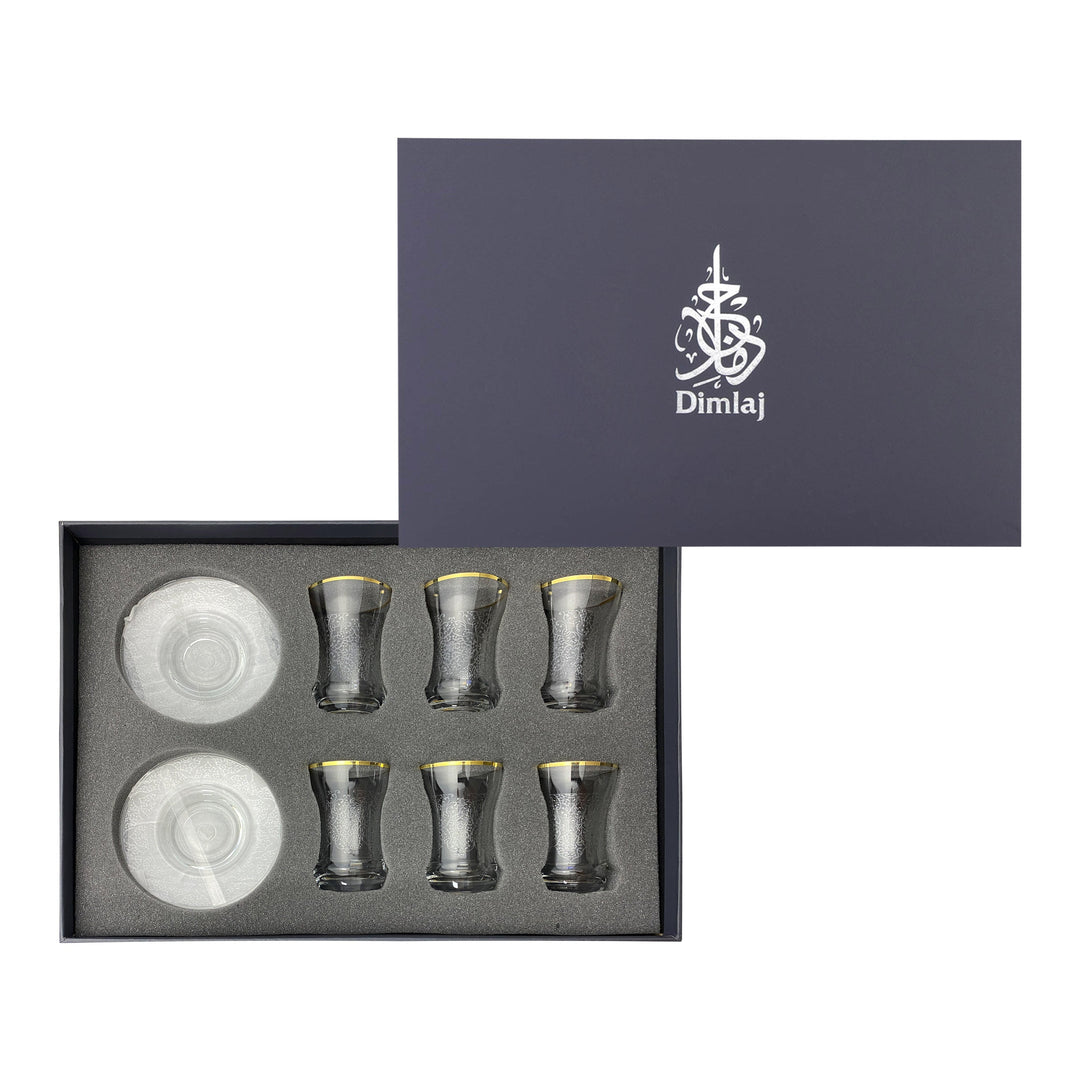 Dimlaj Perla Set of 6 Pcs Tea Cups and Saucers (Gold)