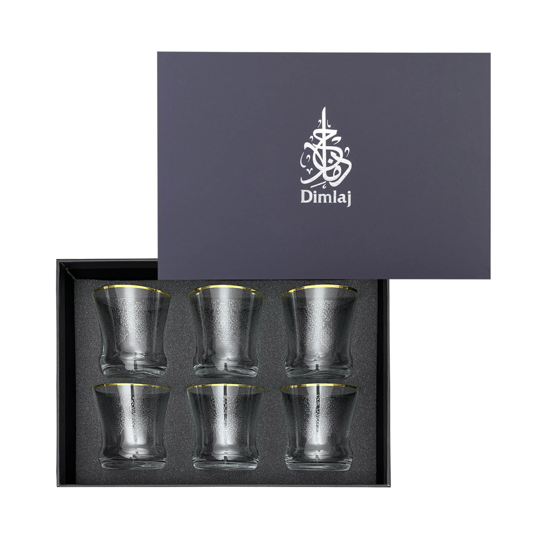 Dimlaj Perla Set of 6 Pcs Short Crystal Tumblers (Gold)