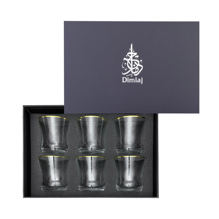 Dimlaj Perla Set of 6 Pcs Short Crystal Tumblers (Gold)