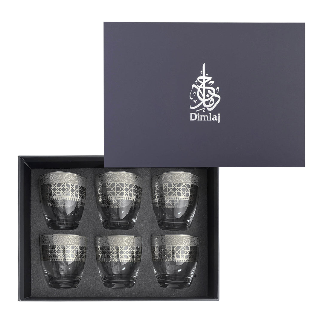 Dimlaj Cordoba Set of 6 Pcs Short Tumblers (Platinum)