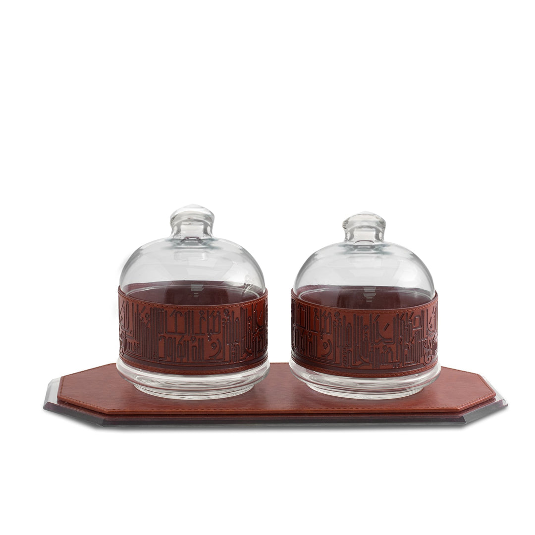 Dimlaj Hayat Set of 3 Pcs Serving Bowls With Tray (Brown)