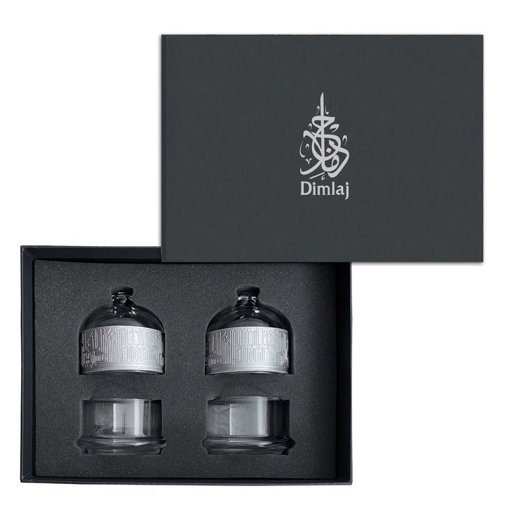 Dimlaj Hayat Set of 3 Pcs Serving Bowls With Tray (Silver)