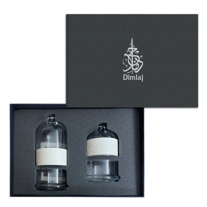 Dimlaj Nagham Set of 3 Pcs Serving Bowls With Tray (Metallic Pearl)