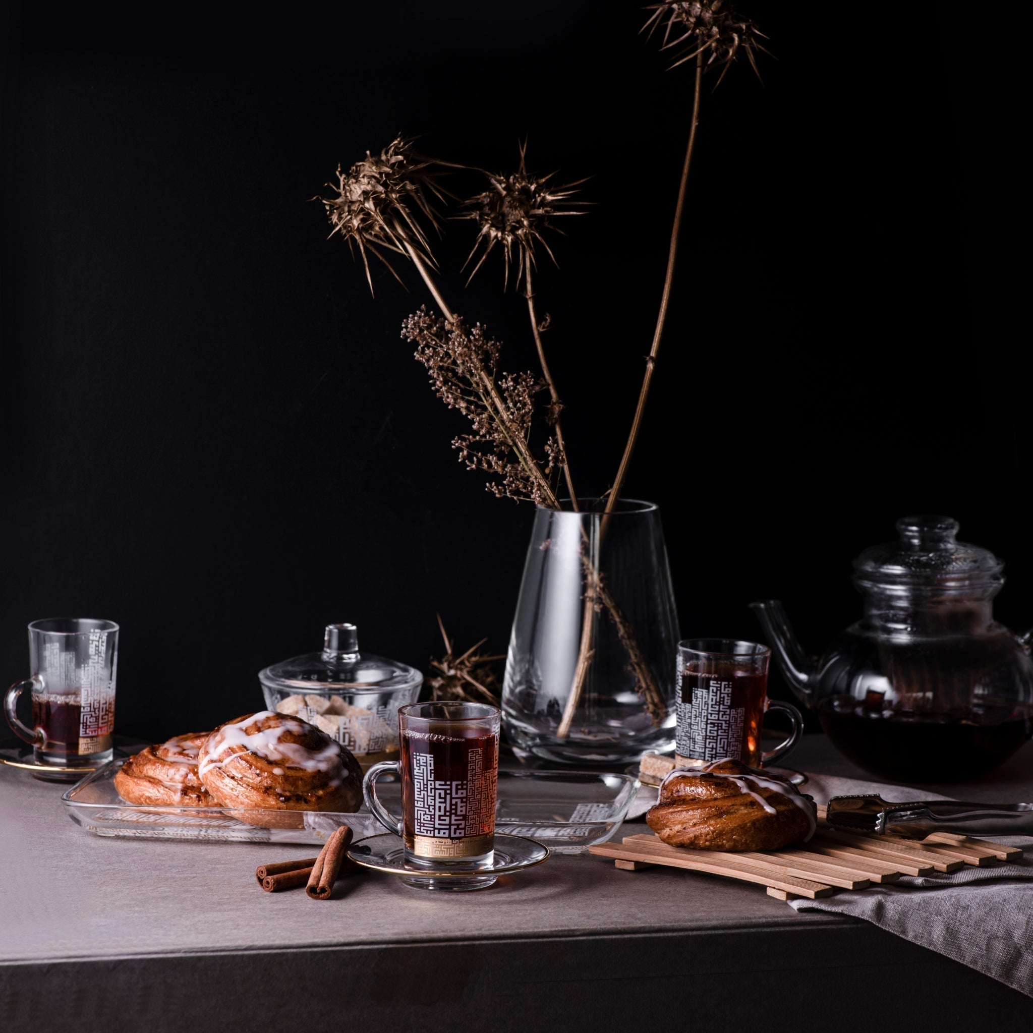 Dimlaj Abraj Set of 6 Pcs Tea Cups and Saucers (Gold) - Premium Tea Istikans With Handle from Abraj By Dimlaj - Just $265! 