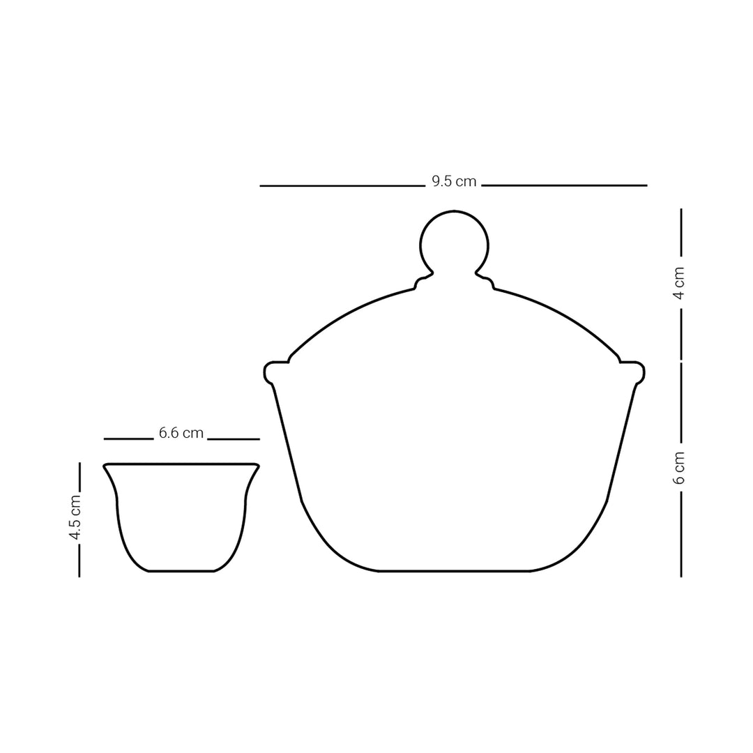 Dimlaj Set of 14 Pcs Cawa Cups and Sugar Bowl (Gold)