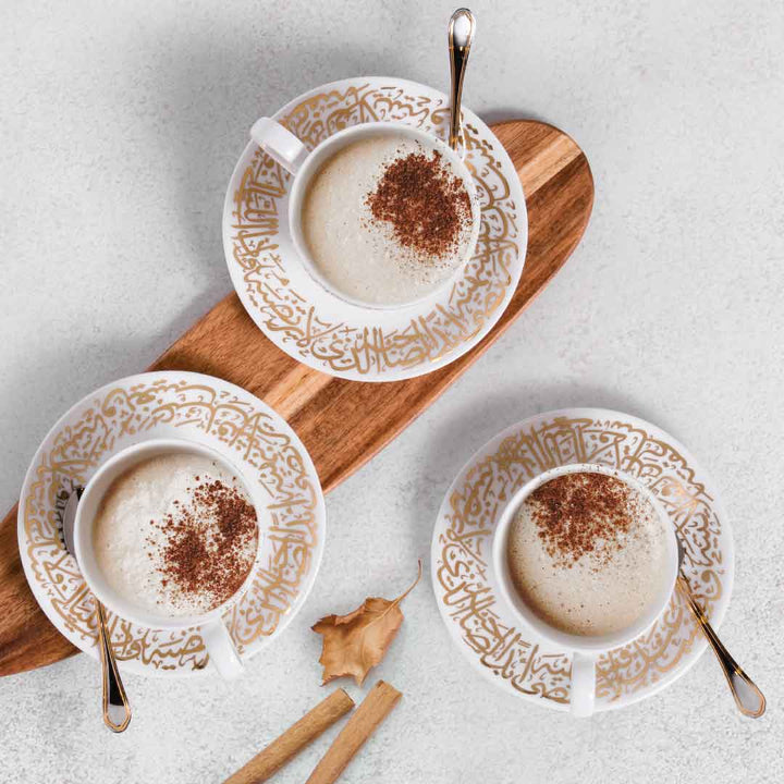 Dimlaj Kareem Set of 6 Pcs Tea Cups and Saucers (Gold)