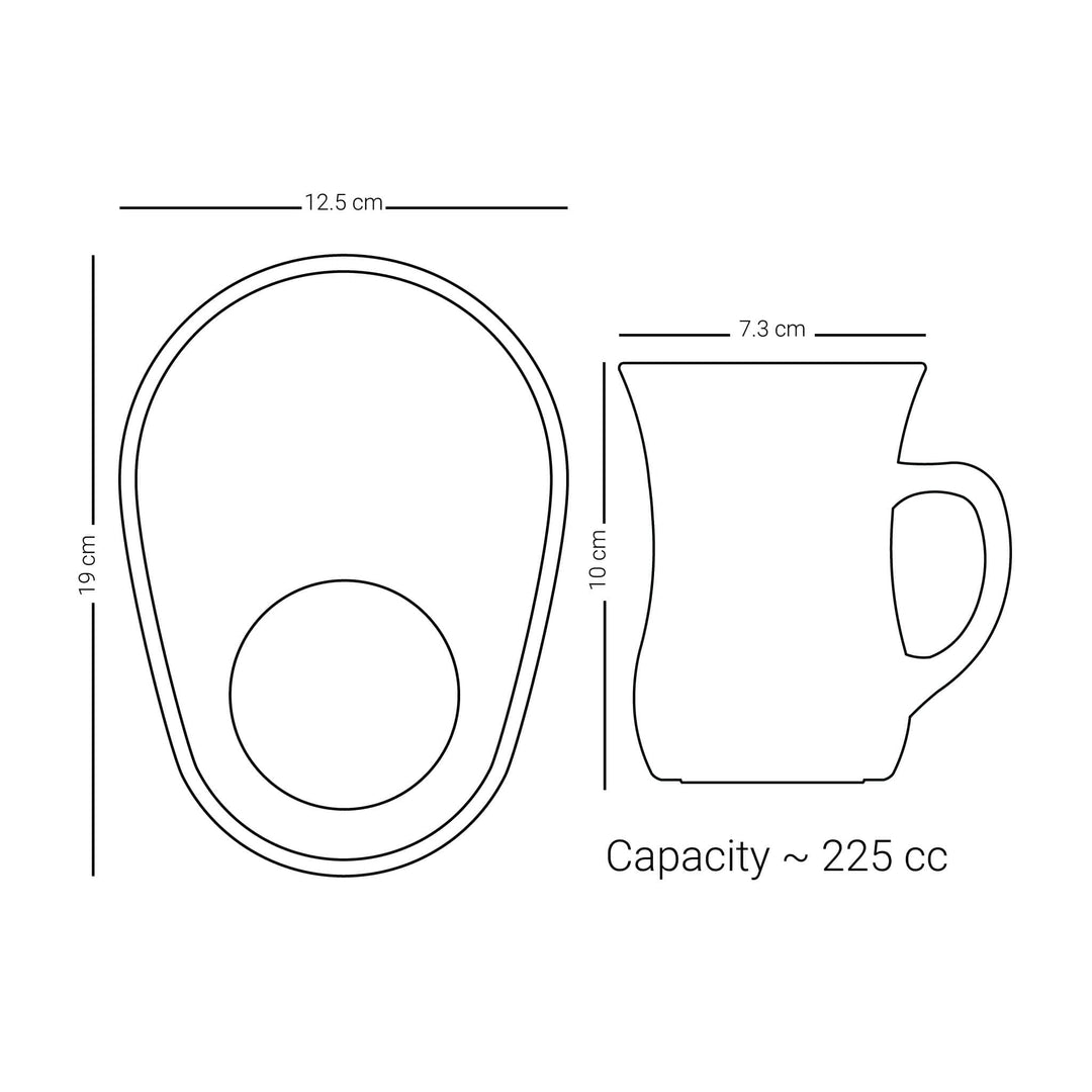 Dimlaj Sana Set of 2 Pcs Mug and Saucer (Gold & Platinum)