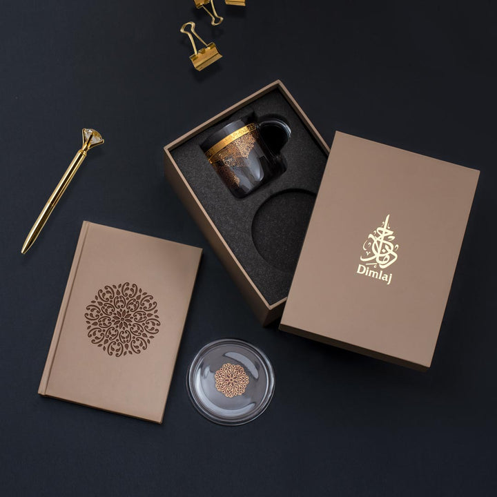 Special Mug, Coaster and Notebook Set (Gold & Pink)