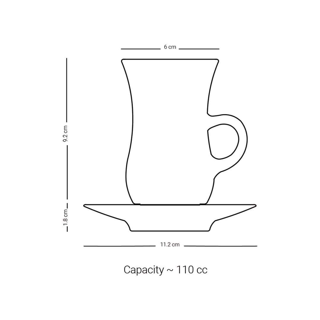 Dimlaj Murjan Set of 6 Pcs Tea Cups and Saucers (Gold) - Premium Tea Istikans With Handle from Dimlaj - Just $80! 