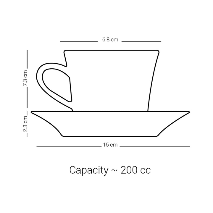Dimlaj Kareem Set of 6 Pcs Tea Cups and Saucers (Platinum)