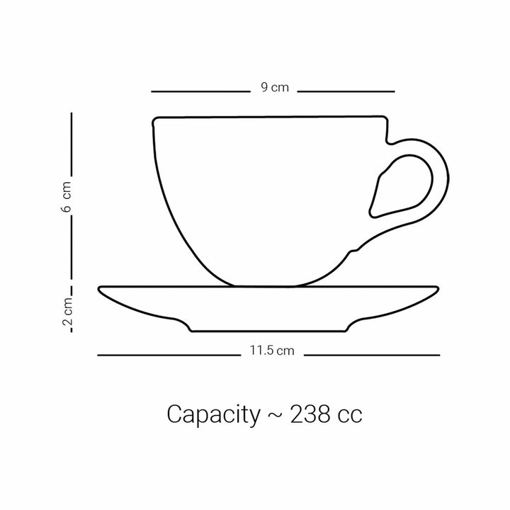 Dimlaj Rayhan Set of 6 Pcs Tea Cups and Saucers (Gold & Black)