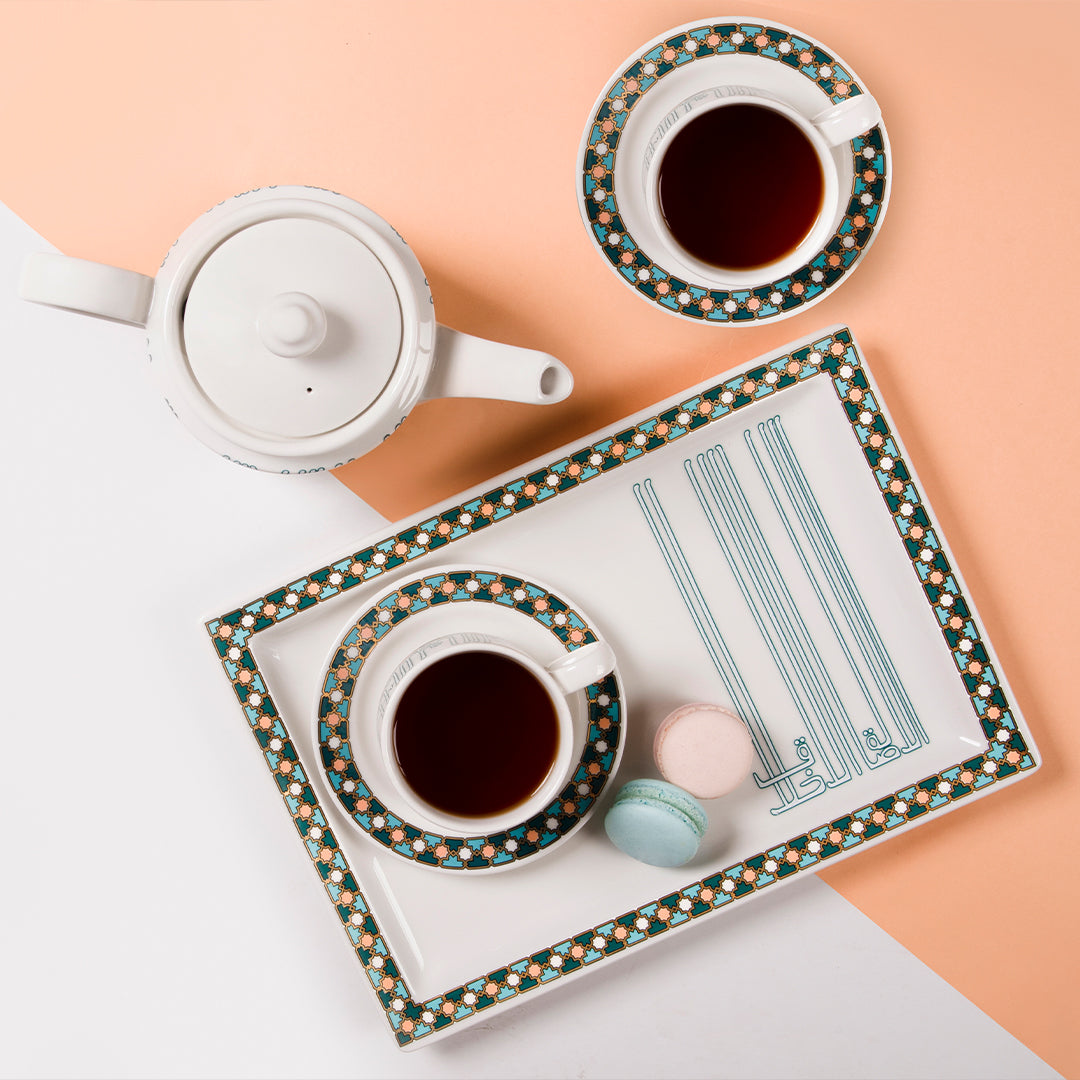 Dimlaj Asala Large Rectangular Serving Plate (Gold & Green) - Premium Porcelain Plates from Asala By Dimlaj - Just $235! 